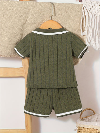 Boys' Casual Polo Shirt and Shorts Set for Spring Summer
