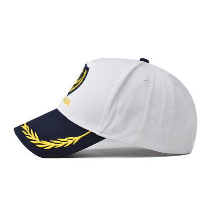 Unisex Navy-Style Captain Hat with Buckle and Curved Brim