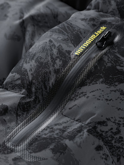 Men's Heavy-Duty Winter Thermal Hooded Jacket - Full-Zip Windproof Coat with Detachable Hood, Full-Zip Front Closure, Zipper Pockets - Machine Washable Cold Weather Jacket for Skiing, Snowboarding, Outdoor Activities - Camouf