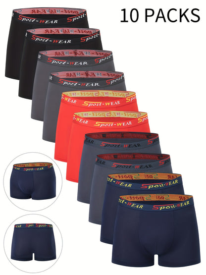 Men's 10-Pack Breathable Boxer Briefs with Stretch Fabric