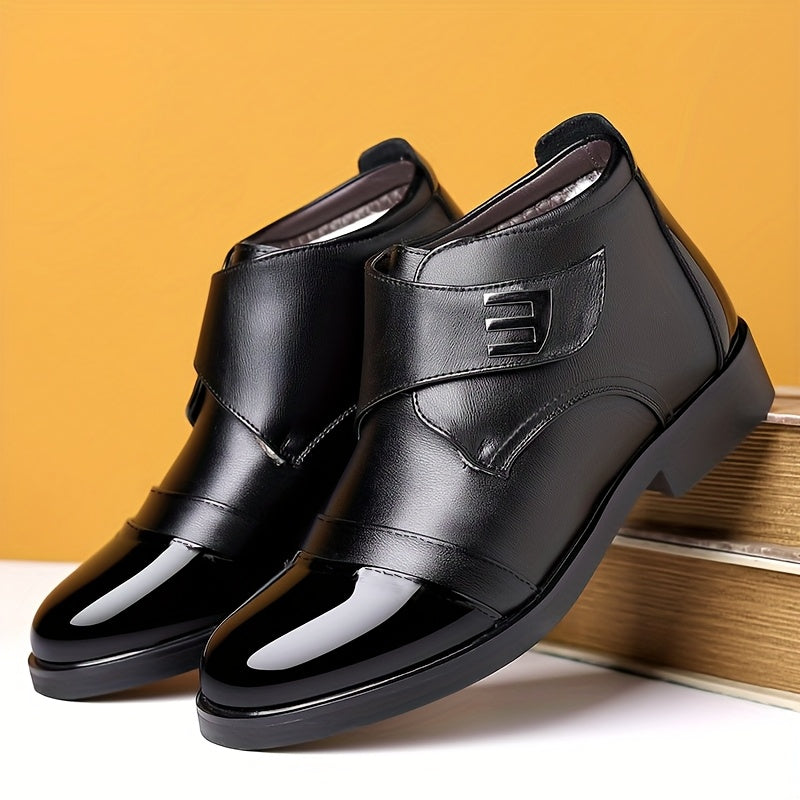 Winter Men'S Fleece-Lined Business Shoes, Warm And Stylish, Suitable for Business And Festive Occasions.