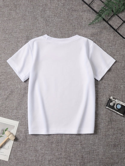 Men's Retro Paris Eiffel Tower  Letter Print T-Shirt - Breathable Polyester Casual Short Sleeve Round Neck Tee, Machine Washable Summer Top for Casual Attire, Leisure Outfit, Comfortable Fit Shirt