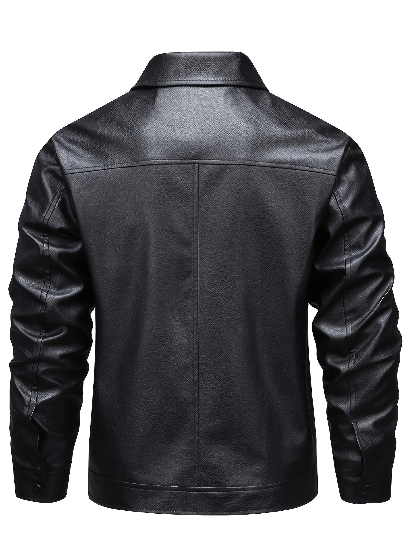 Men's PU Leather Bomber Jacket Casual Zip-Up Lightweight Coat