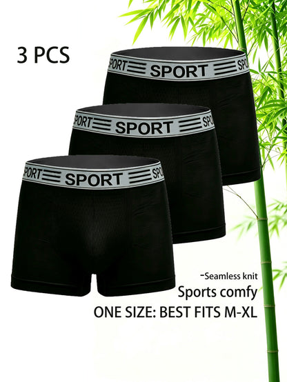 3pcs Men's Moisture-Wicking Quick-Dry Boxer Briefs, Soft & Breathable