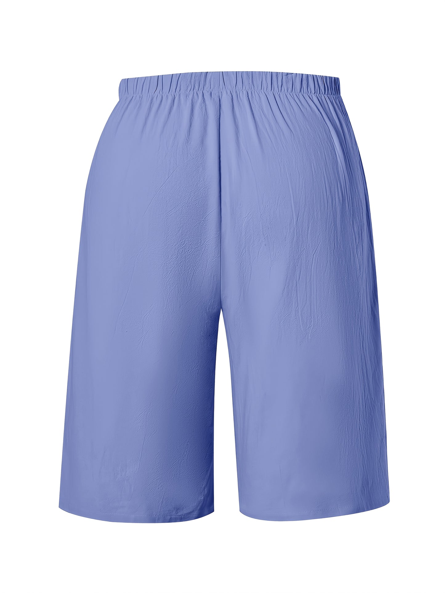 Women's Casual Solid Color Polyester Shorts with Faux Drawstring