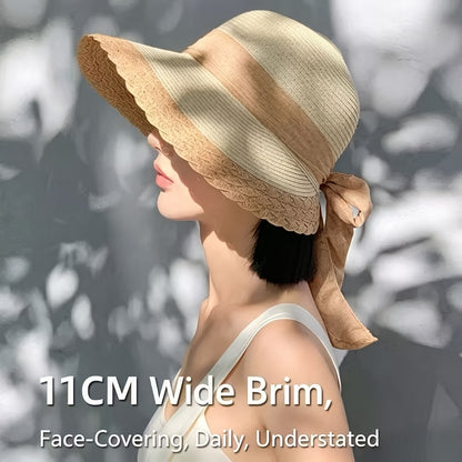 Women's Summer Straw Beach Hat with Moisture Wicking