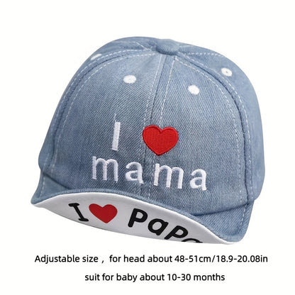 Toddler Denim Baseball Cap Sun Hat with Adjustable Strap