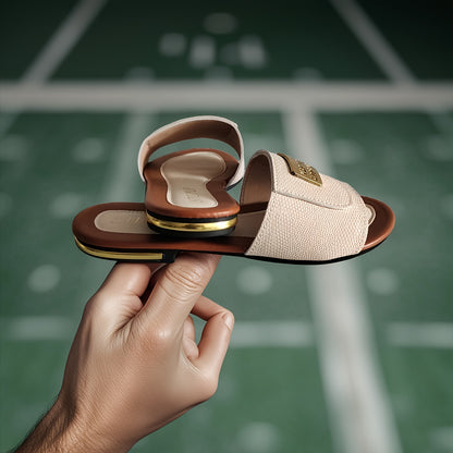 Women's Elegant Metal Buckle Slip-On Flat Sandals for Summer