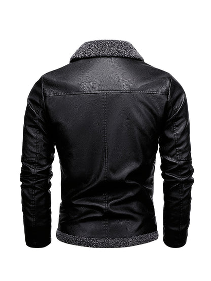 Men'S Cozy Fleece-Lined Bomber Jacket - Thick Winter Coat with Multiple Pockets, Zip-Up Casual Pilot Style, Brown, Polyester Lining, Perfect for Fall & Winter, Winter Bomber Jacket