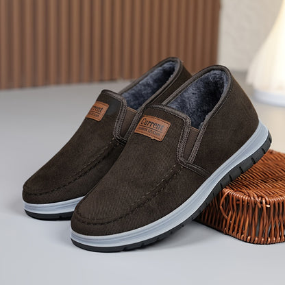 2024 Winter New Men's Boots, Comfortable Casual Versatile Slip-On -Lined Boots, Non-Slip Wear-Resistant Dad Shoes