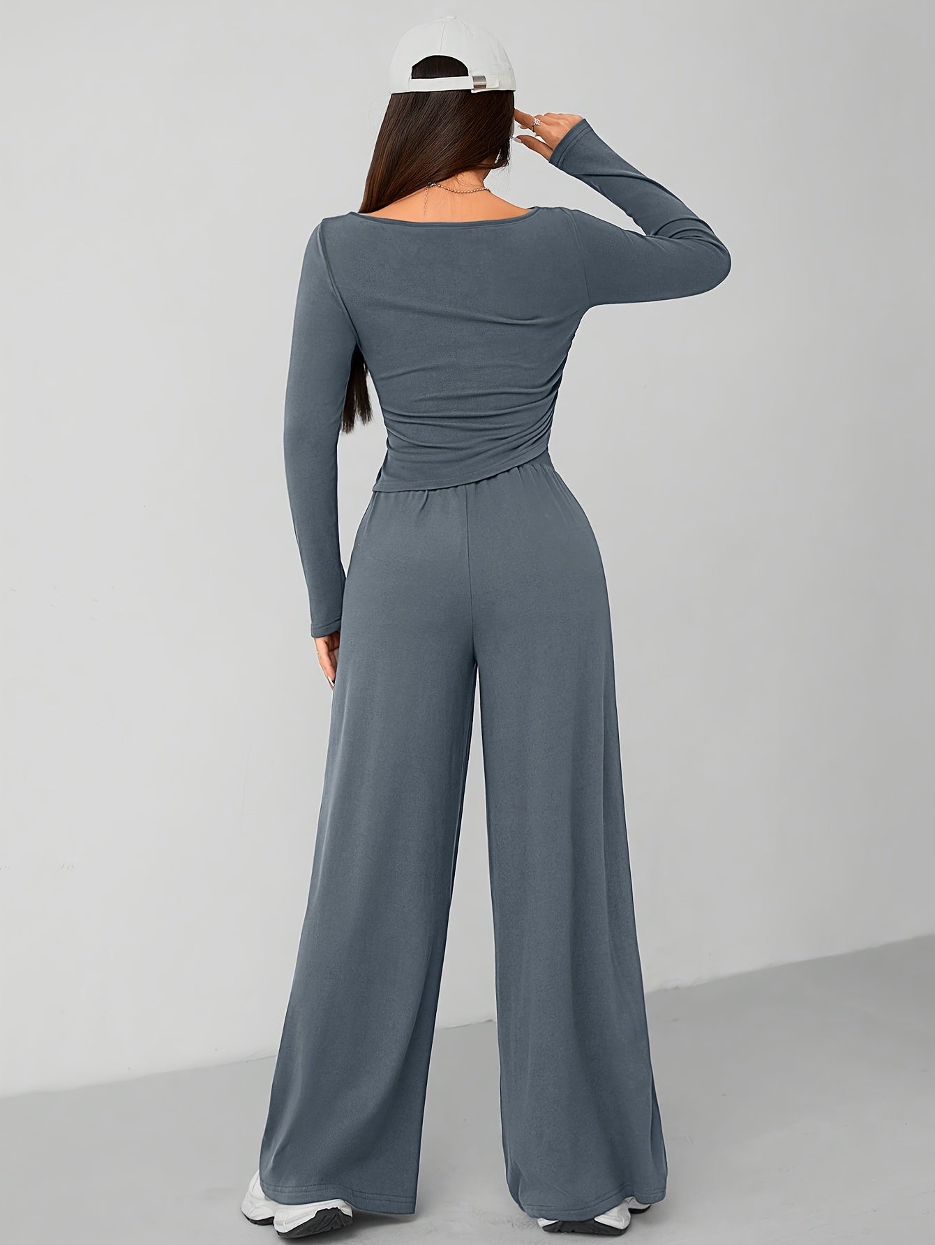 Relaxed Fit Women's Flared Pants Two-Piece Fashion Irregular Home Set