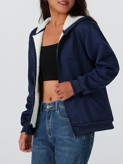 Women'S Heavyweight Winter Jacket - Thermal Insulated Cold Weather Coat with Full-Zip Closure, Large Front Pockets - Purple Outerwear for Everyday & Formal Events - Non-Stretchy Polyester Fabric - Easy-Care Ladies Outerwear,