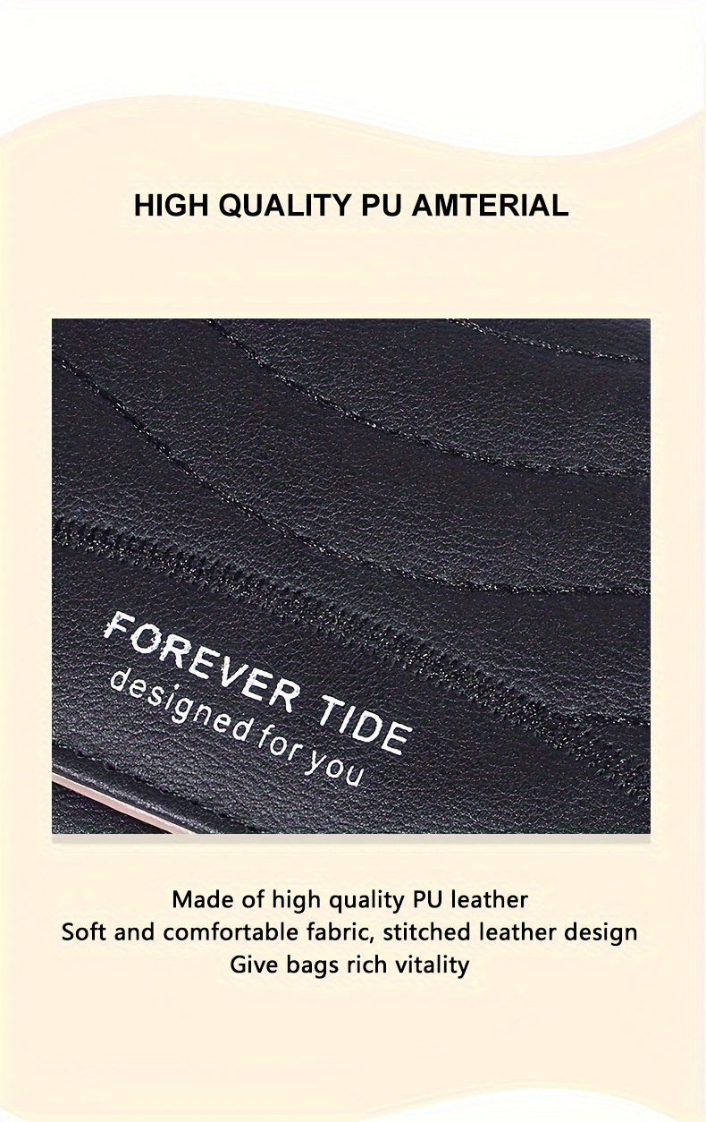 2024 New Women'S Short Wallet, Korean Style Zippered Coin Purse, Simple Design, Tri-Fold Multifunctional Faux Leather Card Holder.