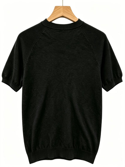 Men's Casual Summer Raglan Sleeve Knit Sweater, Lightweight Polyester