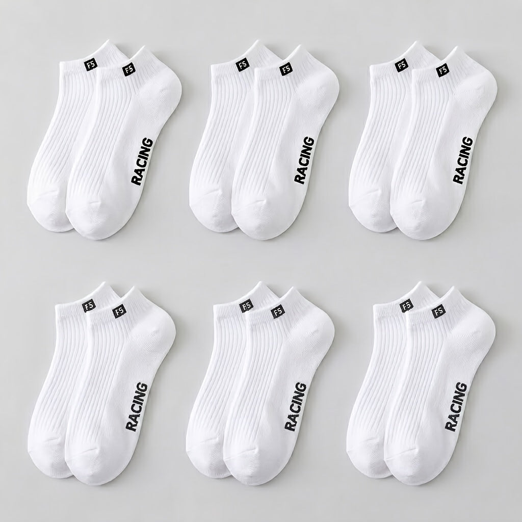 6 Pairs Men's Breathable Short Athletic Socks for Summer