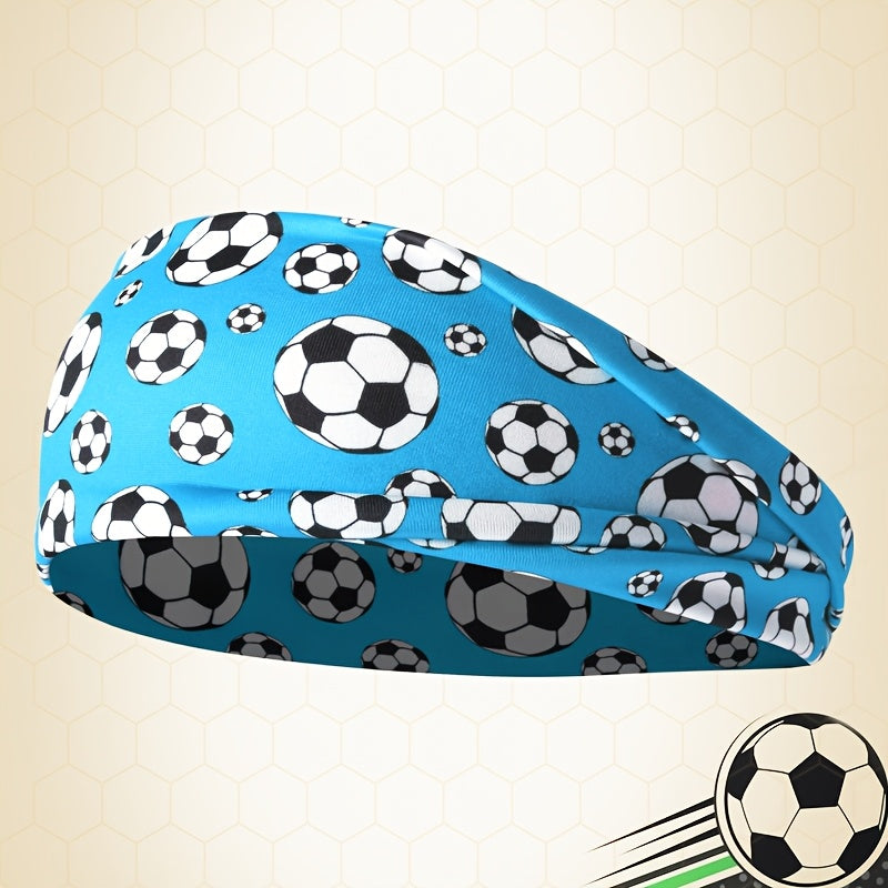 Unisex Elastic Soccer Print Headband for Training & Casual Wear