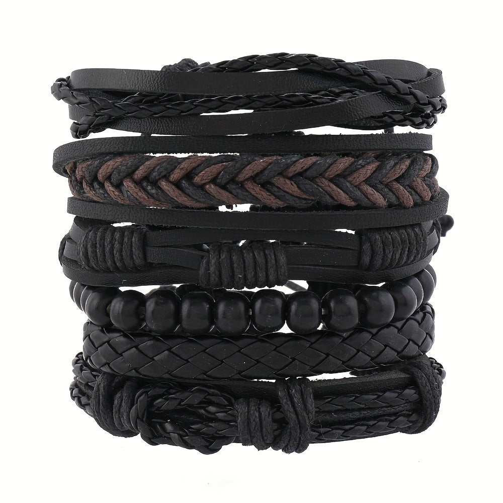 6pcs Vintage Bracelet Weaving Set for Men'S Wristbands