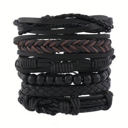 6pcs Vintage Bracelet Weaving Set for Men'S Wristbands