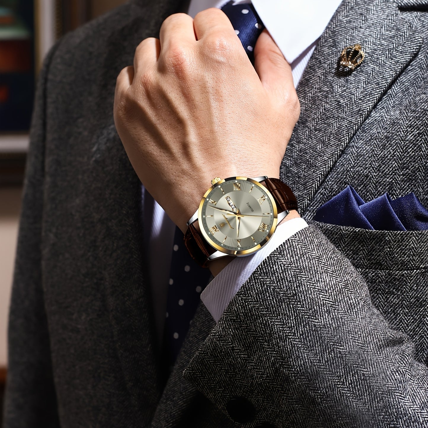 Men's Casual Quartz Watch with Luminous Dial & Date