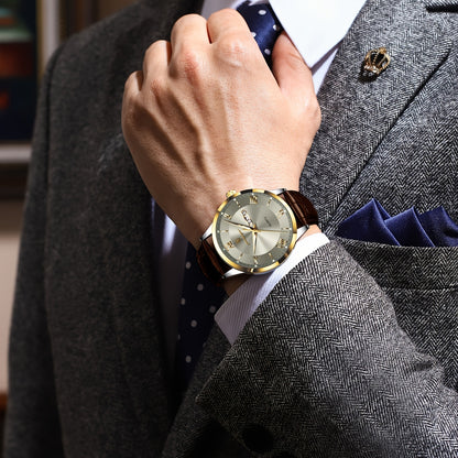 Men's Casual Quartz Watch with Luminous Dial & Date