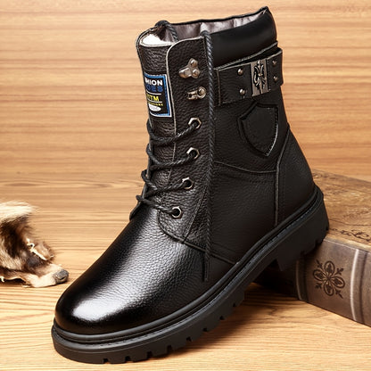 Men's Fleece-Lined High-Top Winter Boots Warm Outdoor Shoes