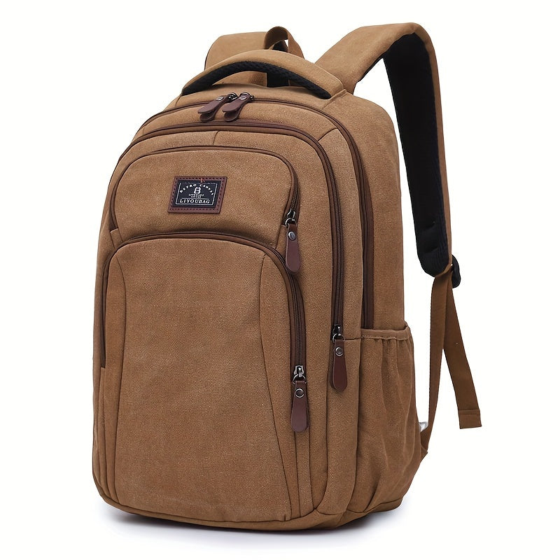 Men's Large Capacity Travel Backpack - Lightweight Laptop Bag with 39.62cm Laptop Compartment, Multiple Zippered Pockets, Padded Shoulder Straps - Durable Backpack for Business, School, Vacation - Tan/Brown