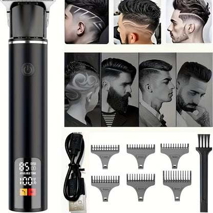 Men's Hair Trimmer, Hair Salon Electric Hair Clipper, USB Fast Charging, Men's Shaver, Shaving Scissors, Home Hairdressing Tools, Men's Facial, Comes with 6 Size Limit Combs, Surprise Gifts - ayq