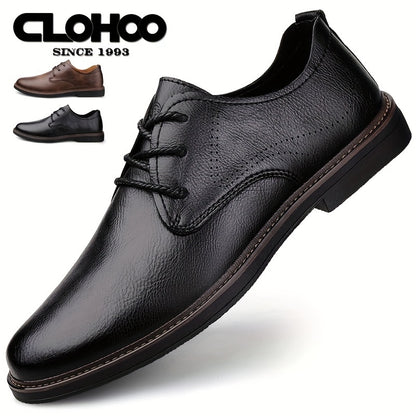 Men's Business Casual Brogue Lace-Up Shoes Cowhide Leather