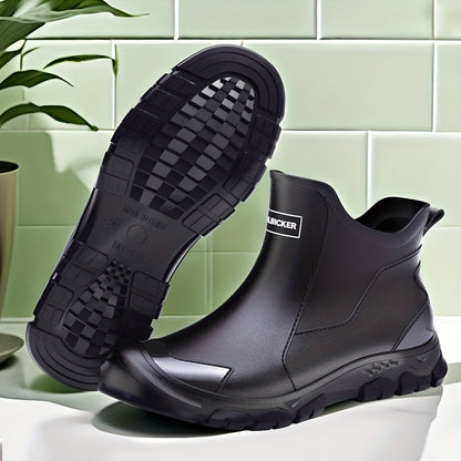 Men's Waterproof PVC Rain Boots, Anti-Slip Short Outdoor Hiking Waders