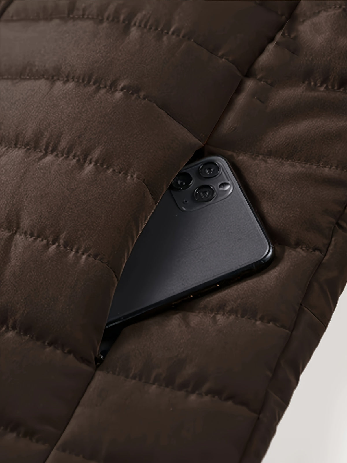 Men's Winter Warm Windproof Jacket with Stand Collar and Zippered Pock