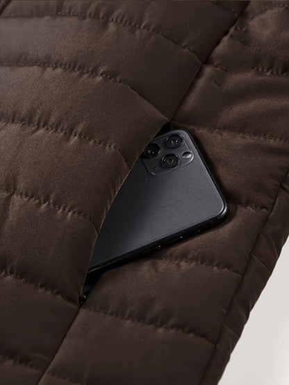 Men's Winter Warm Windproof Jacket with Stand Collar and Zippered Pock