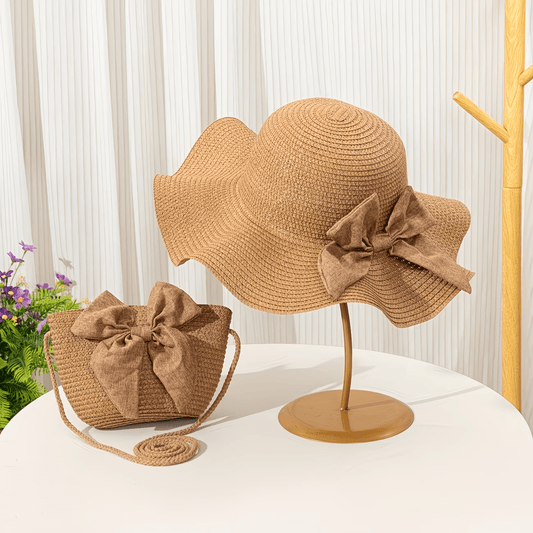 Women’s Bohemian Straw Hat and Bag Set Lightweight Summer