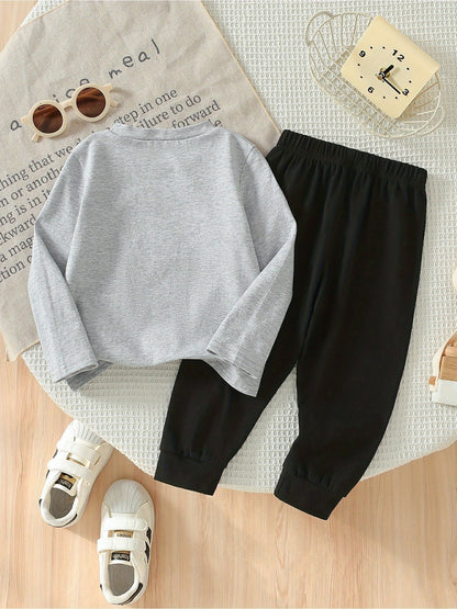 Boys' Casual Cotton Long Sleeve Top & Pants Set Spring/Fall