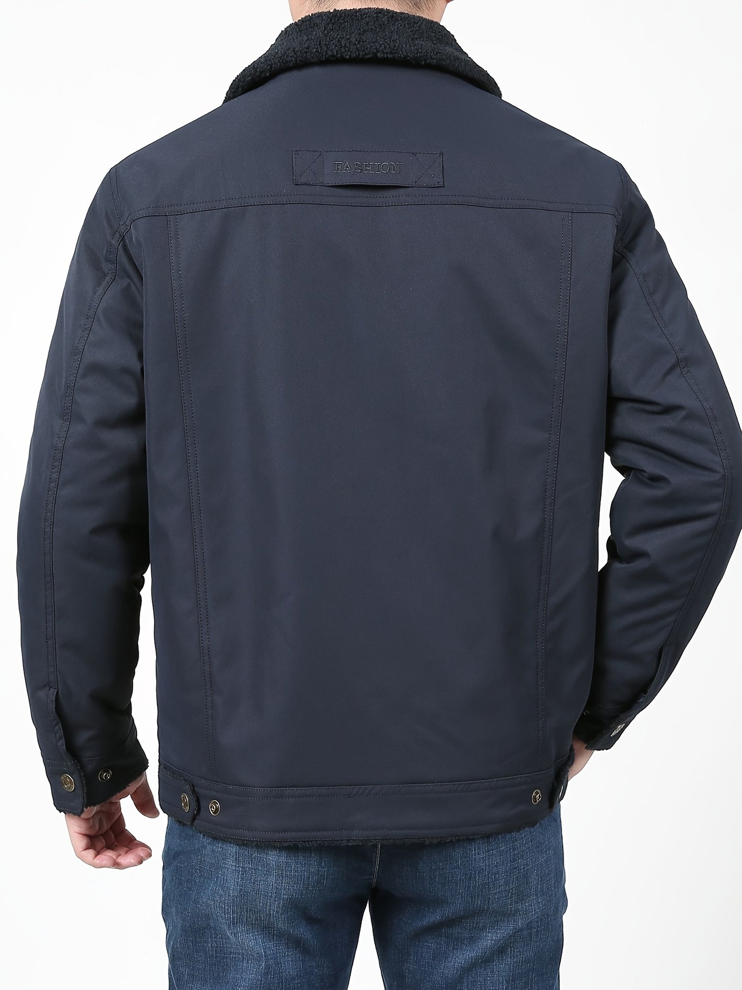 Men's High-End Fashion Casual Versatile Fleece-Lined Thickened Windproof Warm Hooded Winter Jacket