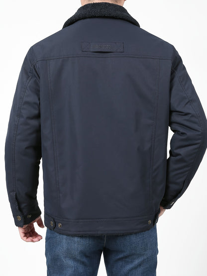 Men's High-End Fashion Casual Versatile Fleece-Lined Thickened Windproof Warm Hooded Winter Jacket