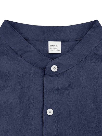 Men's Linen Short Sleeve Shirt & Solid Shorts Set for Summer
