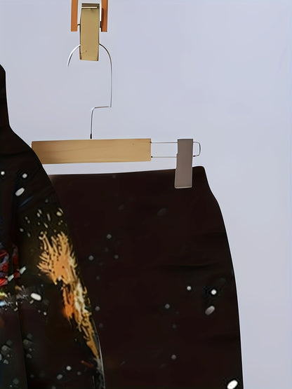 Boys' Creative 3D Digital Print Youngsters' Set, Loose Fit Casual Cap, Sweatshirt, and Pants for Middle to Large Sizes, Perfect for Spring/Fall, with Pockets and Geometric Patterns, Casual Wear|Playful Design|Pocketed Pants,