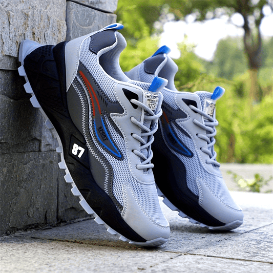 Men's Stylish  Durable Sneakers - Comfortable, Non-Slip Lace-Up Sneakers for Outdoor Activities, Breathable Fabric, All-Season Wear