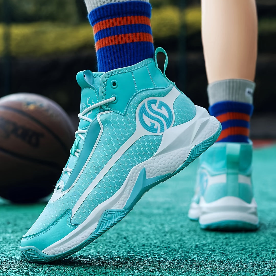 Unisex Fashion Sports Sneakers - Casual Street Athletic Running Shoes with Breathable Fabric Upper, Mid Top Lace-Up, Rubber EVA Sole, All-Season Comfort, Round Toe for Training  Basketball