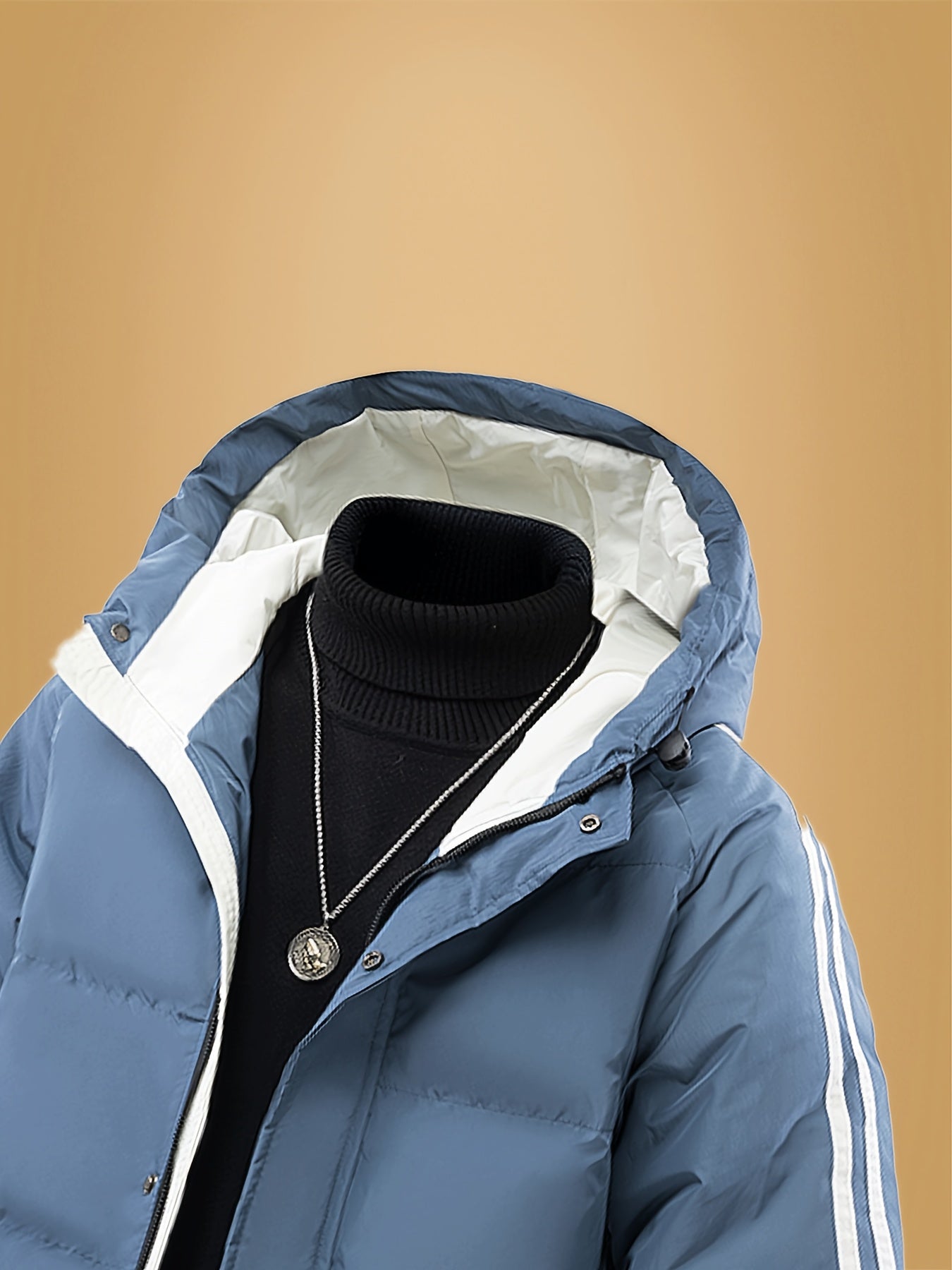 Men's Heavyweight Winter Coat - Hooded Jacket with Full-Zipper Closure, Insulated Outer Shell for Extreme Cold, Front Pockets - Dark Grey/White color, Hand Washable - Ideal for Everyday & Formal Cold Weather Outfits by OceanM