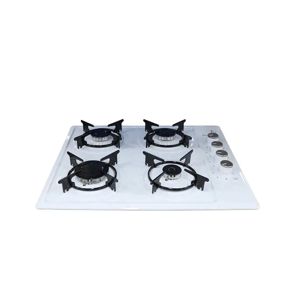Kumtel White Built-in 4-Burner Gas Cooktop with Cast Iron Grates