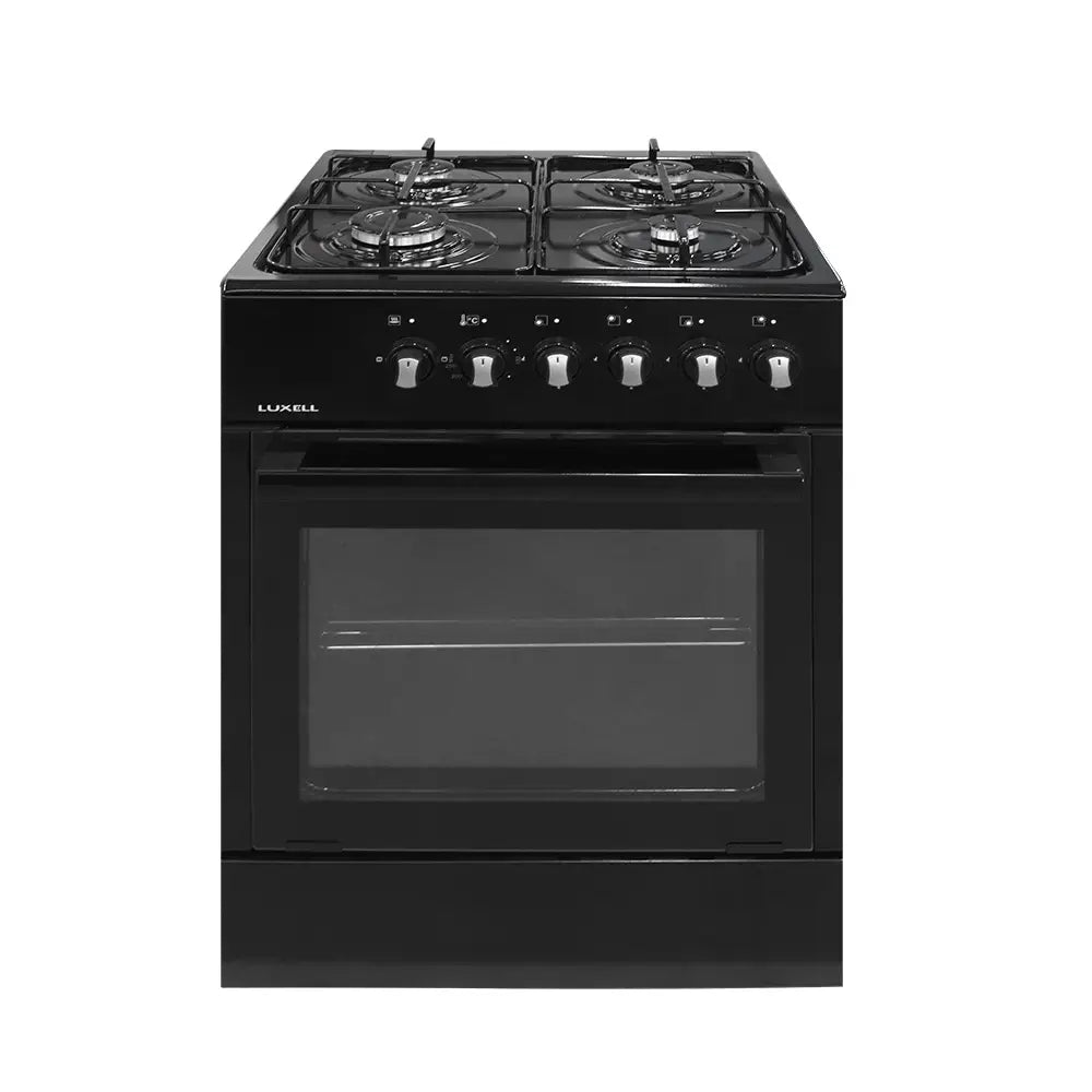 LUXELL LF663S-40F Black Gas Stove with 4 Burners & Electric Oven