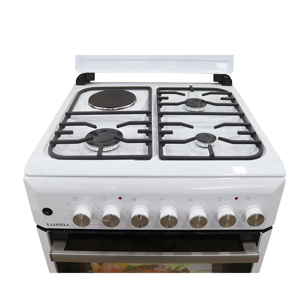 LUXELL 3 Gas 1 Electric Burner White Gas Stove with Oven