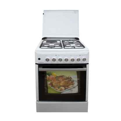 LUXELL 3 Gas 1 Electric Burner White Gas Stove with Oven