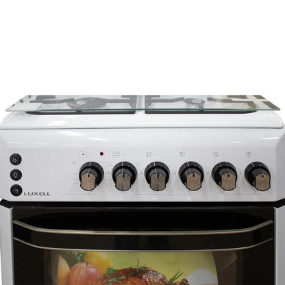 Luxell LF60-GG40F White 4-Burner Gas Stove with Timer
