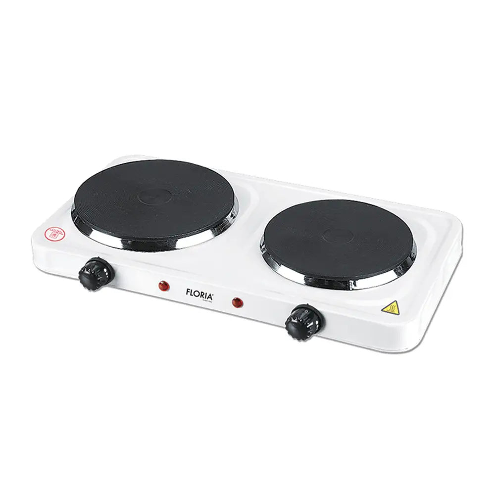 FLORIA ZLN2843 White Electric Portable Stove 2500W, 2 Burners