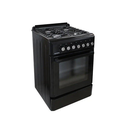 KUMTEL 4-Burner Gas Stove with Electric Oven, Black
