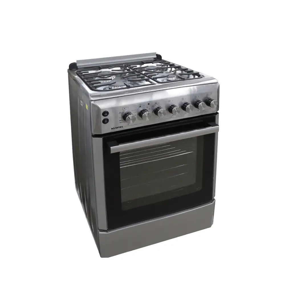 Kumtel 4-Burner Gas Stove with Electric Oven, Stainless Steel