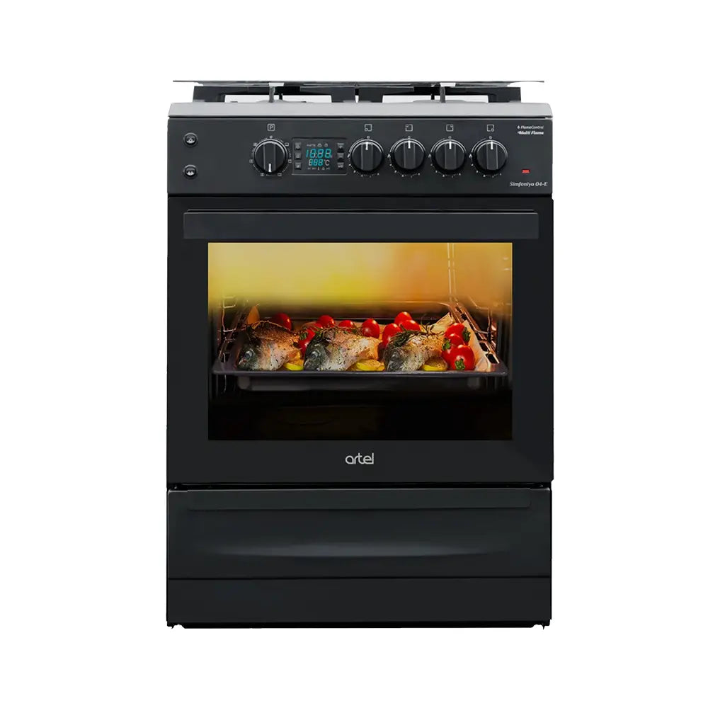 ARTEL Simfoniya 04-E Black Matte Gas Stove with Oven