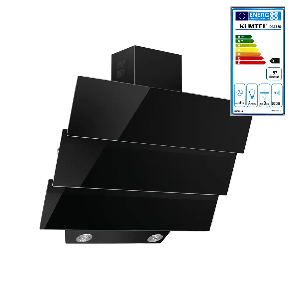 KUMTEL DA6-855 Black Kitchen Exhaust Fan 60cm